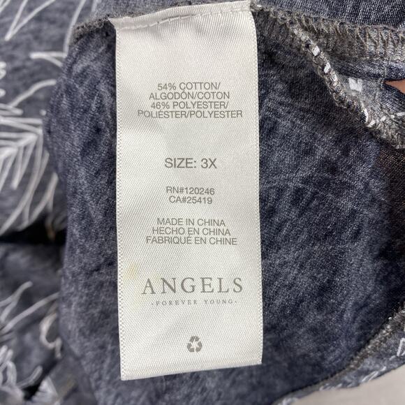 Angels Forever Young Top Womens 3X Blue Palm Floral Tank Stretch Cotton NWT - Picture 5 of 7